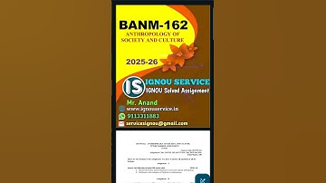 BANM-162 Solved Assignment English Medium 2025-26 #ignou #ignouassignment #ignou2025 #ignouhelp