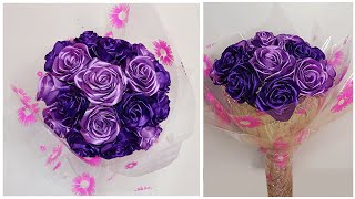 How to Make a Bouquet of Roses from Satin Ribbons | Bouquet for Valentine's Day