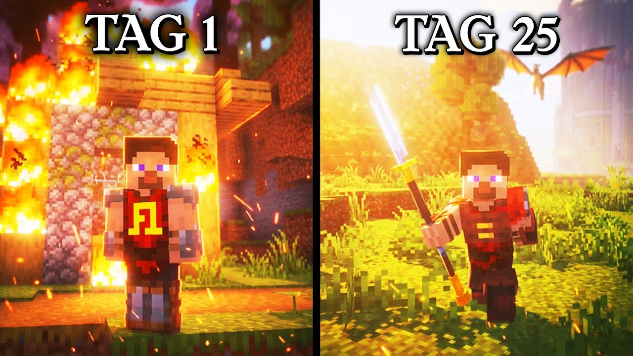 Ich habe 25 Tage Minecraft als Drachenjäger gespielt!