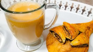 شاي عدني يمني بالزعفران والحليب المحلى|كرك |Yemeni tea latte