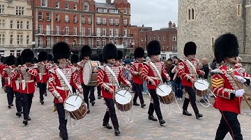 CHANGING OF THE GUARD 1st Bn. Grenadier Guards Corps of Drums with 1st Battalion Grenadier Guards
