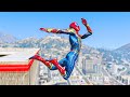الأبطال الخارقين على القضبان دوامة قمع جسر SPIDER MAN! 🏍️GTA 5 Epic stunts Funny Fails