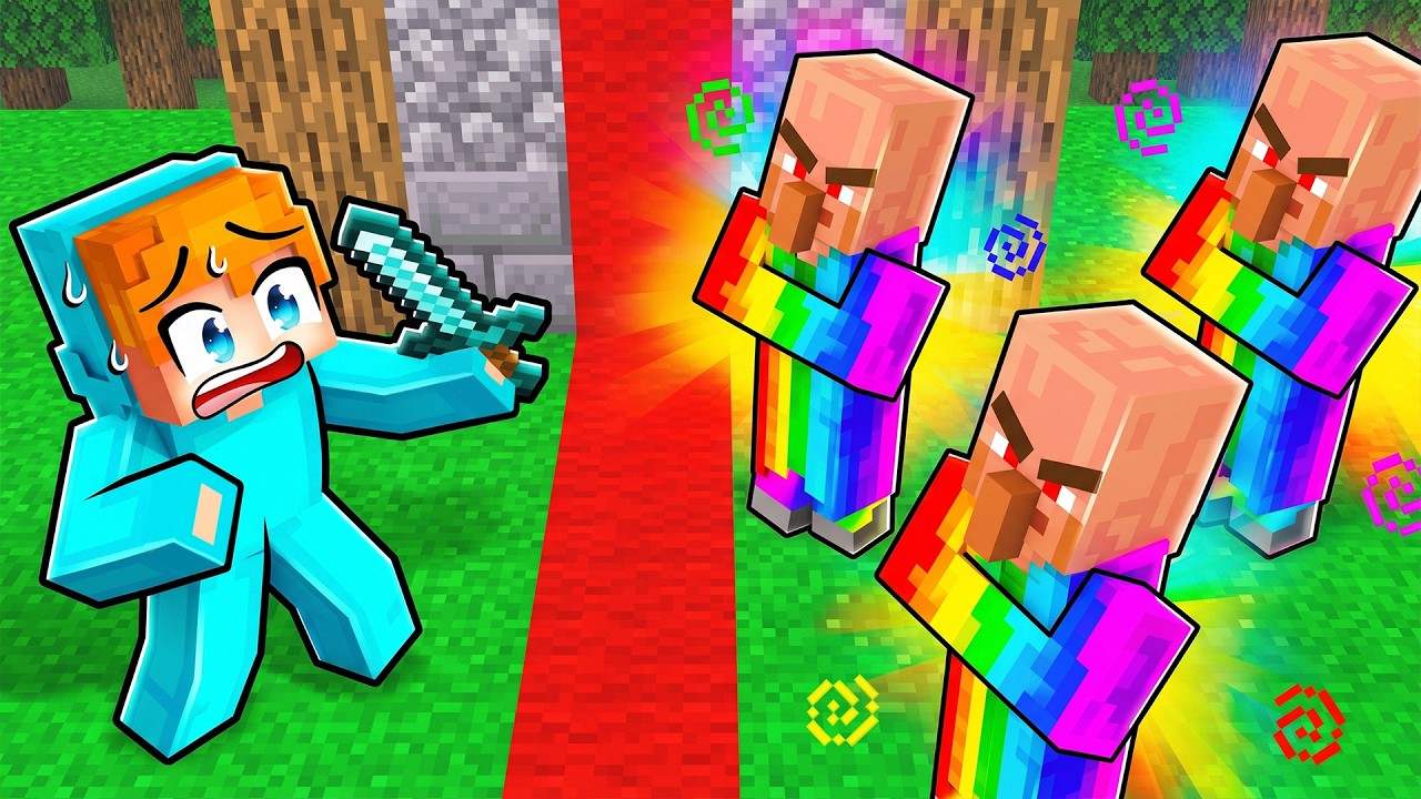 Regnbågs Villagers Delade Byn På Hälften I Minecraft!