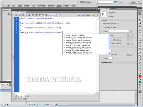 81  Listener   Action Script   Flash CS5