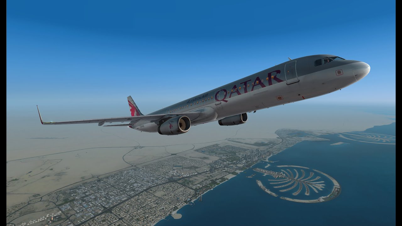 Airbus A321 Aerosoft (2 of 3) - Takeoff and cruise - (Dubai to Doha) Tutorial FSX - IFR 2020