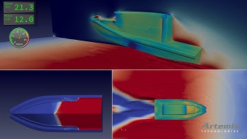 Simulation of a self-propelled powerboat in calm water and head waves