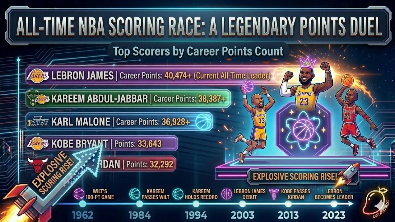 Лучшие бомбардиры в истории НБА: Эволюция (1960 - 2026)