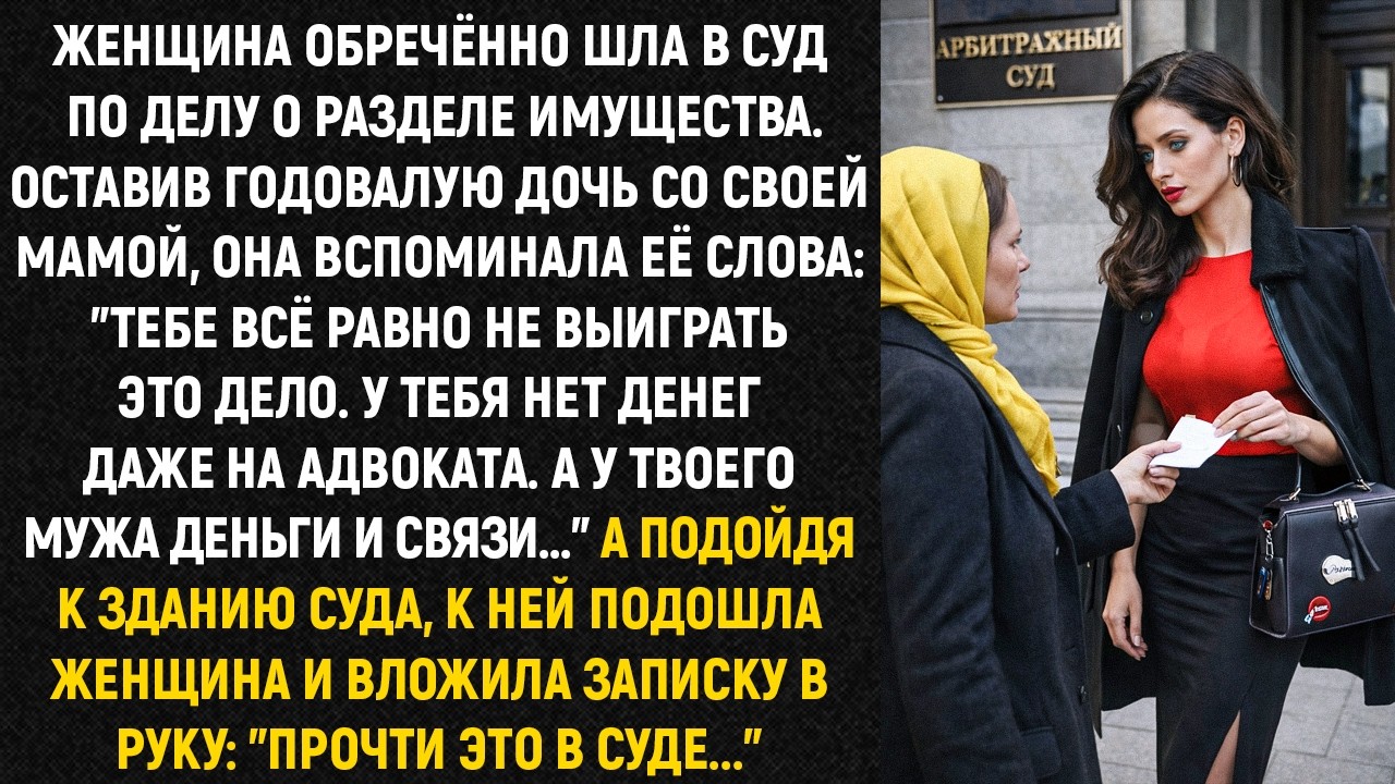 Женщина обречённо шла в суд по делу о разделе имущества. Оставив годовалую дочь со своей мамой...