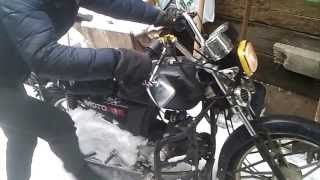 Alpha moped cold start! Мопед Альфа 110 куб. Запуск в лютый мороз с кики!