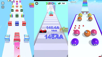 Jelly Run 2048 vs Number Merge Run vs Ball Merge 2048 3 in one Gameplay Run & Merge
