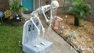 2018 Halloween / Leering Larry / Animated Tombestone Skeleton Prop