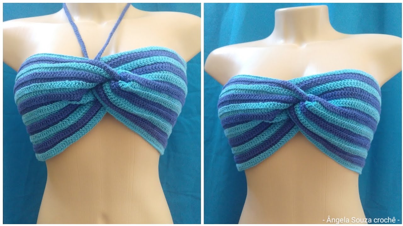 top torcido em crochê (destro)