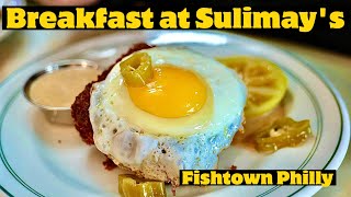 Breakfast at Sulimay's  Generous portions, hearty breakfast and they have fish scrapple!