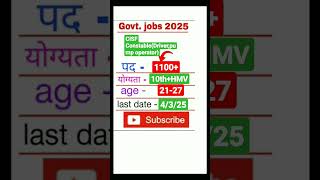 latest govt job notification govt vacancy 2025 CISF Constable driver pump operator vacancy 2025