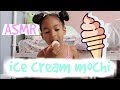 Asmr vanilla ice cream mochi soft chewy smacking eating sounds
