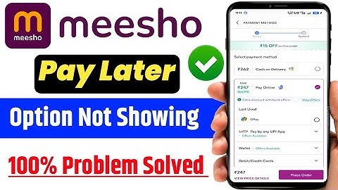meesho pay later option not showing | meesho pay later kaise activate kare |