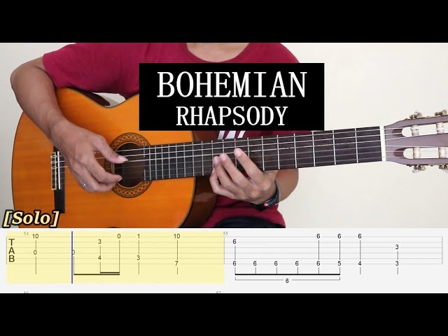 BOHEMIAN RHAPSODY - QUEEN - Fingerstyle Guitar Tutorial TAB class=