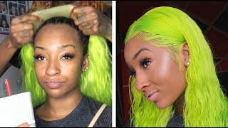 LIME GREEN Lace Frontal Tutorial