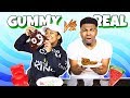 Gummy Food VS. Real Food Challenge! *EATING GIANT GUMMY FOOD*