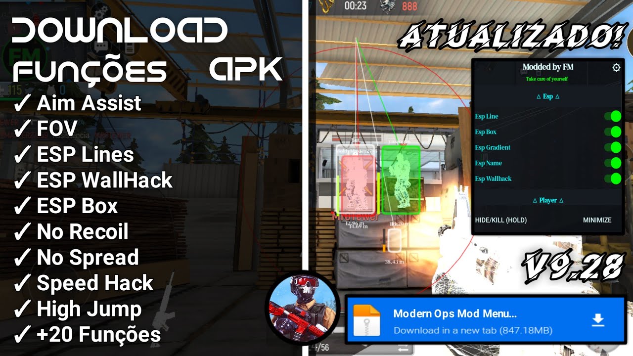 MODERN OPS MOD MENU V9.28 | ESP | FOV | AIM ASSIST | 20+ FUNÇÕES ...