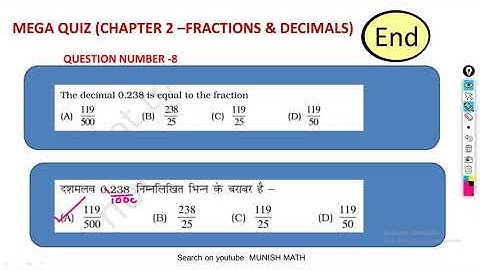 MEGA QUIZ -CLASS 7 MATH CHAPTER-2 FRACTIONS AND DECIMALS MCQ EXAMPLAR || COMPETITIVE EXAM || HINDI