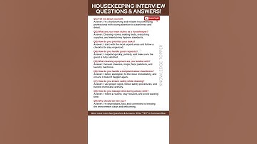 Housekeeping Interview Questions and Answers | Housekeeping Training Video