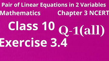 Linear Equations|Chapter 3|Exercise 3.4 Q-1(all) | Maths Class 10