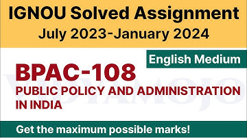 IGNOU BPAC 108 Solved Assignment 2023-24 PDF Download | English Medium | Vidyamojo