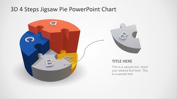 3D Model 4 Steps Jigsaw PowerPoint Pie Chart