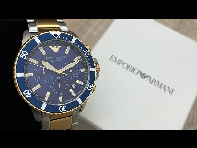 Emporio Armani Chronograph Two-Tone Stainless Steel Men\'s Watch AR11362  (Unboxing) @UnboxWatches - YouTube