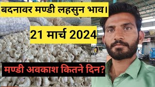 बदनावर मंडी लहसुन भाव 21 मार्च 2024 । garlic price  profit