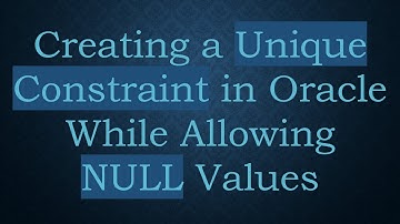 Creating a Unique Constraint in Oracle While Allowing NULL Values