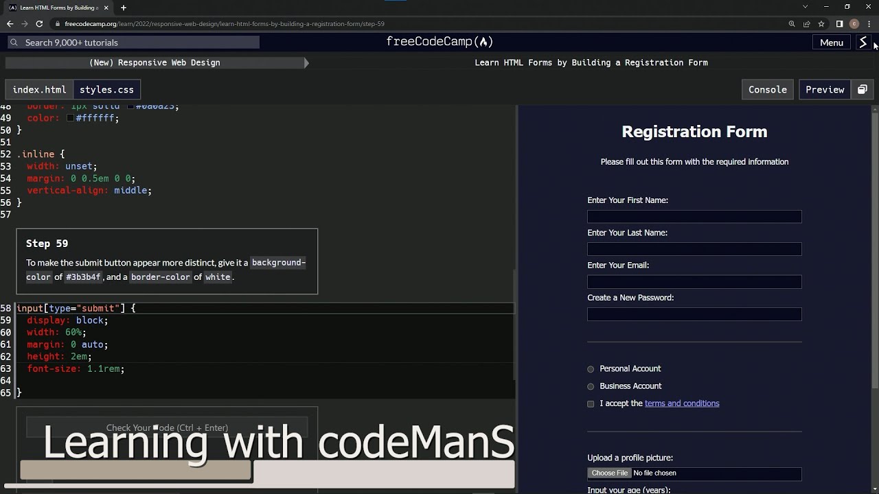 (ARCHIVED) Learn HTML Forms by Building a Registration Form - Step 59 ...