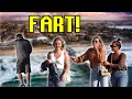 Loud wet fart prank at the beach