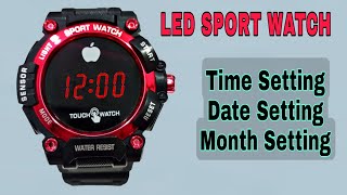 Led sports watch time Setting || sports watch ka time kaise set karen