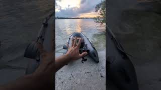Taking the Saturn KM330 Hard floor V keel inflatable boat island camping