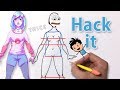 Anime Hack: "1,35,12,12,12,🥚" How to Draw a FEMALE Body (Easy Manga Girl Tutorial)