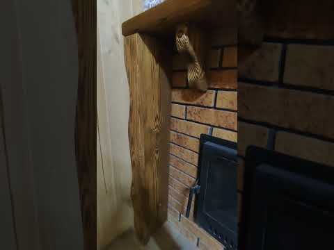 Отделка деревом под старину портала под камин и печь #shorts