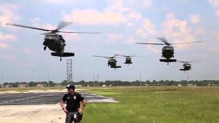 Army Black Hawk Helicopters Landing at Johnson Space Center