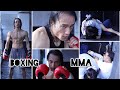 Bodybuilder trying out mma  boxing                    fyp foryou mmatraining fitness