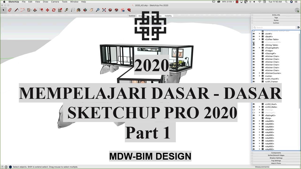2020 MEMPELAJARI DASAR DASAR SKETCHUP PRO 2020 Part 1 - YouTube