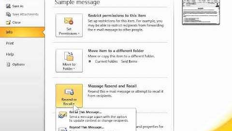 Outlook 2010 Recall a Sent Message