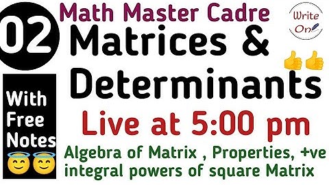 Matrices and Determinants  for Math Master Cadre |Chapter -01 | Master Cadre Punjab | Deeply Explain