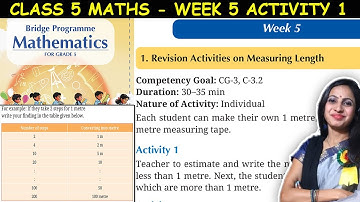 Class 5 Maths Bridge Program Course | Activity 1 for Week 5 | 5th Class  Maths New NCERT Book