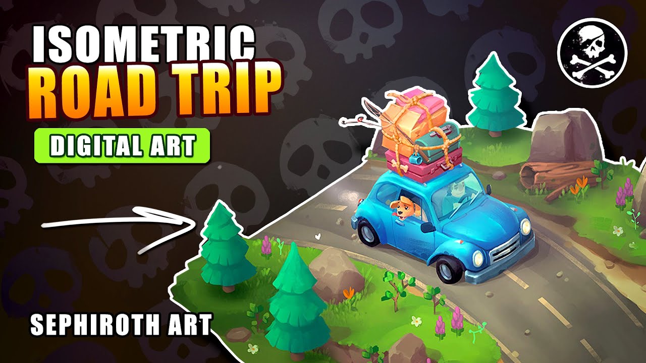 ISOMETRIC ROAD TRIP in Photoshop! Digital Drawing Process ● SephirothArt