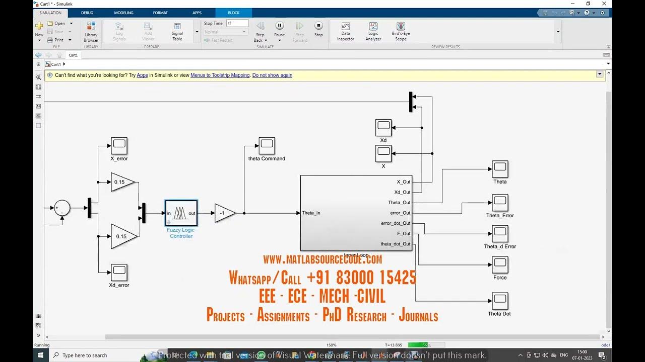 Inverted pendulum - Fuzzy Controller - Matlab Simulink simulation ...