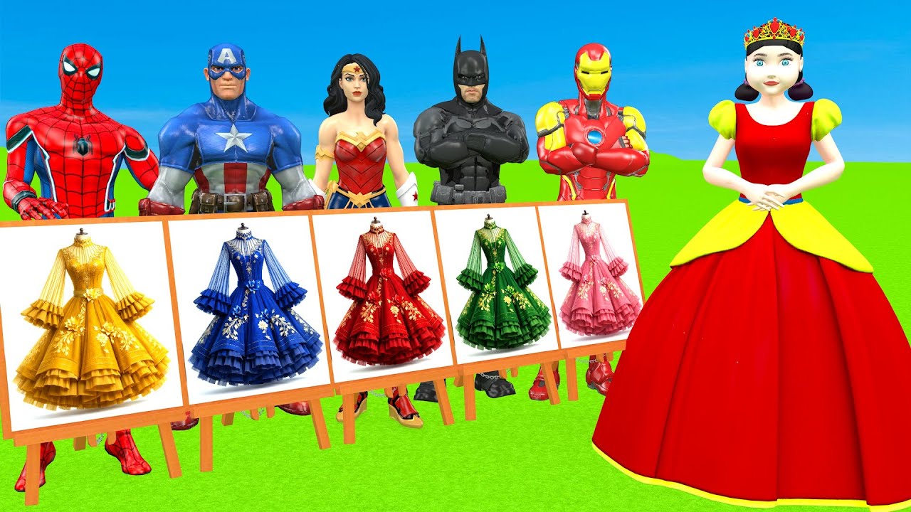 Squid Game vs Spider Man 3D Help Squid Doll Change Princess Dress vs Dressing Room 5 Challenger