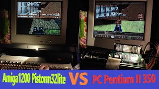 Amiga1200 Pistorm32rasp4 VS PC Pentium II 350 Quake and Quake II software render benchmarks 320x240