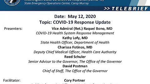 May 12, 2020 Telebriefing  COVID-19 Response Update