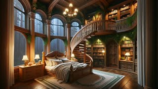 Relaxing Rain in Fairy Tale Loft Ambience | Focus & Deep Sleep, Relax, Study, White Noise  | 4 Hours